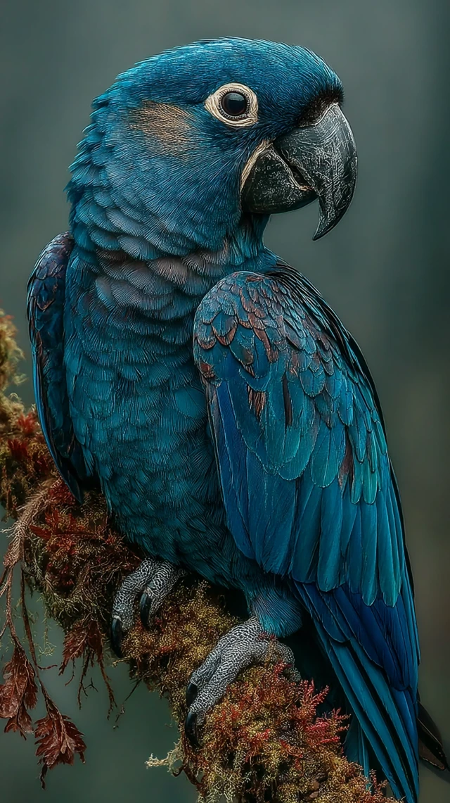 Spixs Macaw Portrait Realistic Detail Bird Nature