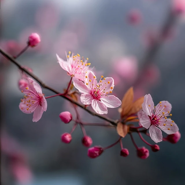 Cherry Blossom Branch Closeup Photography