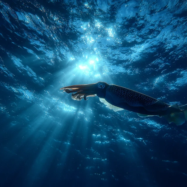 Squid Swimming Underwater Photography