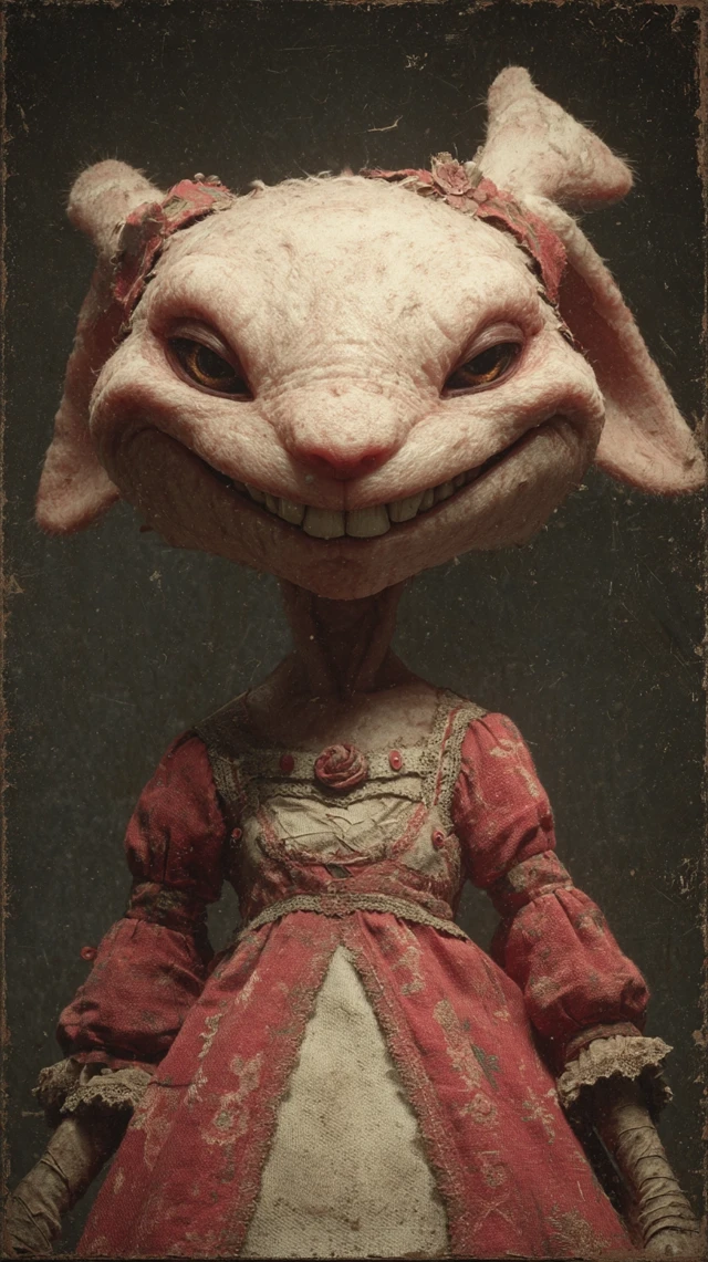 Smiling Rabbit Portrait in Pop Surrealism Style