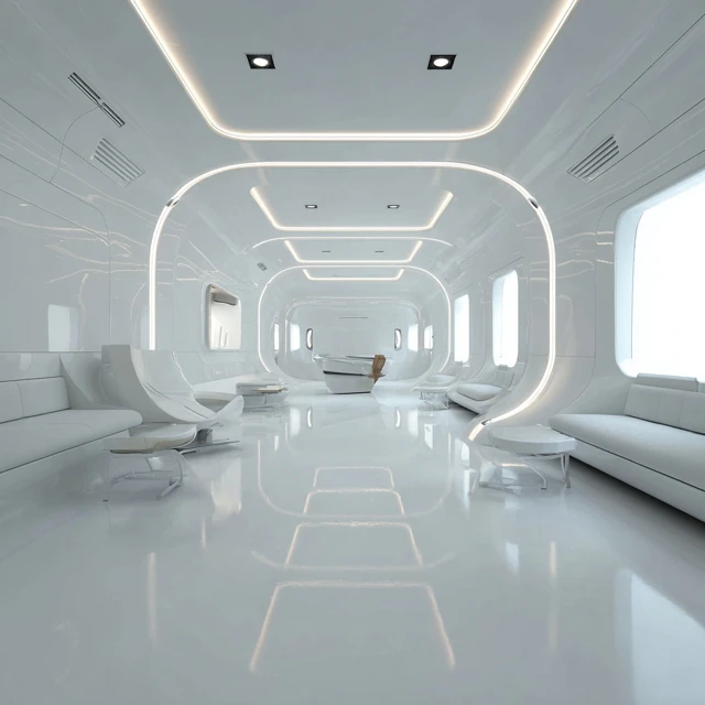 Futuristic Clinic Interior Minimalist White Space