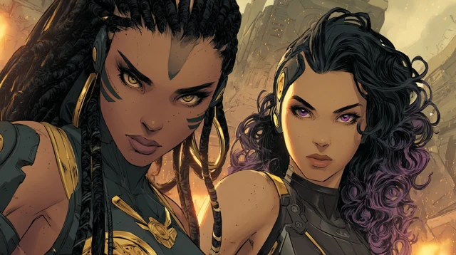 Female Heroes in Cyberpunk Battlefield Comic Art