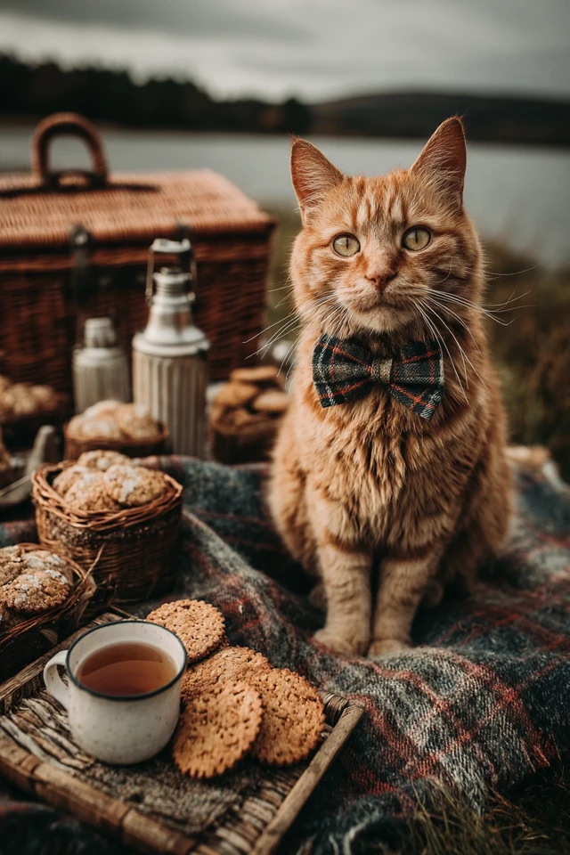 Ginger Cat in Scotland Picnic Cosy Photo