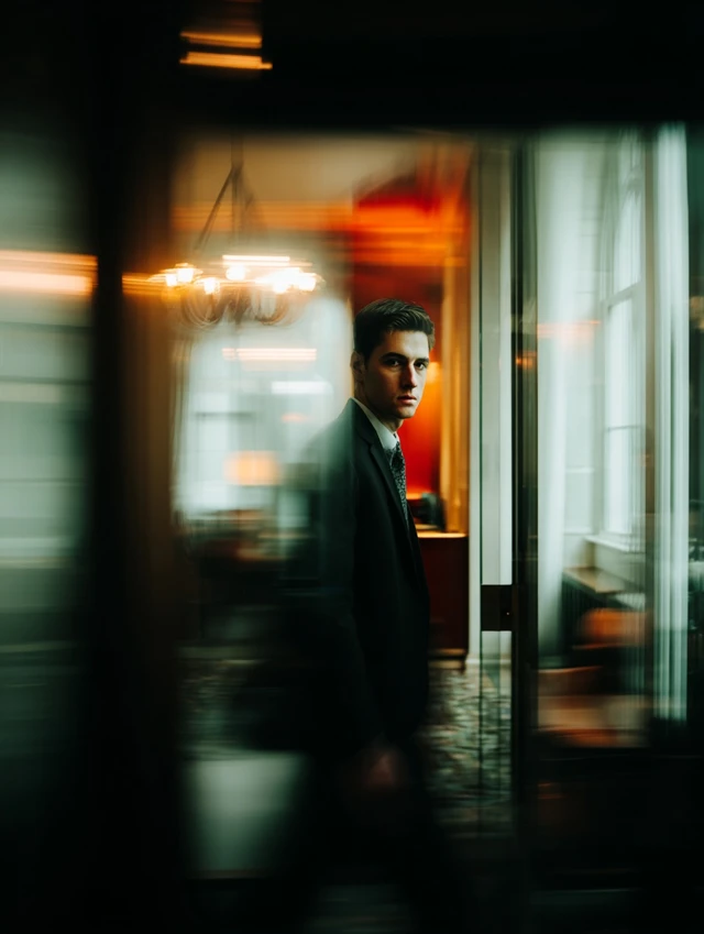 Handsome Man Entering Office Building