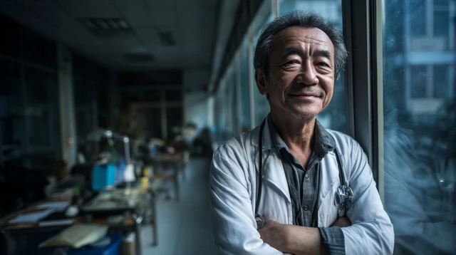 Asian Doctor in Hospital Portrait Professional and Knowledgeable