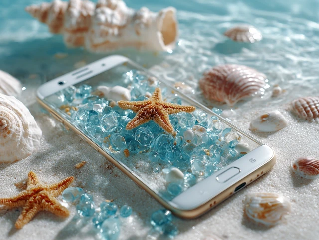 Beach Scene Starfish Shells Sand and Glass
