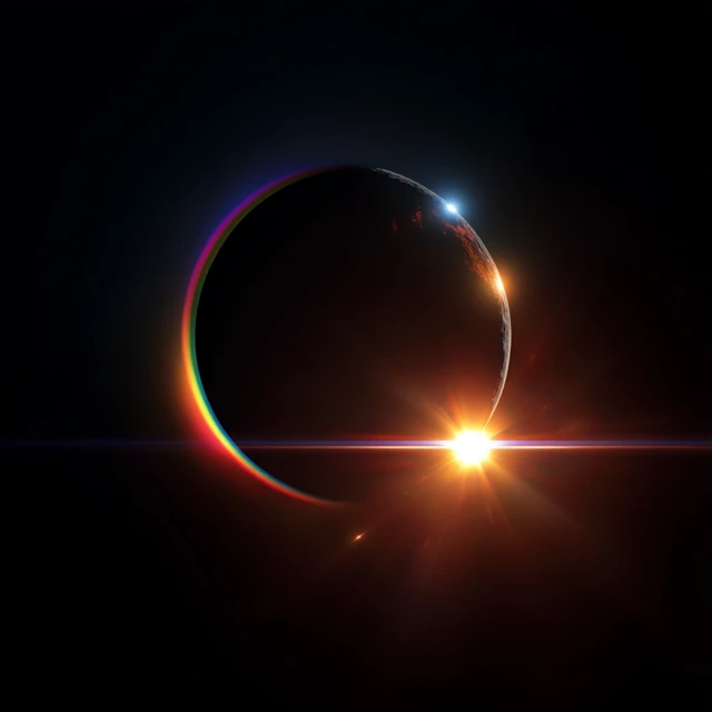 Rainbow Solar Eclipse Celestial Phenomenon in Space