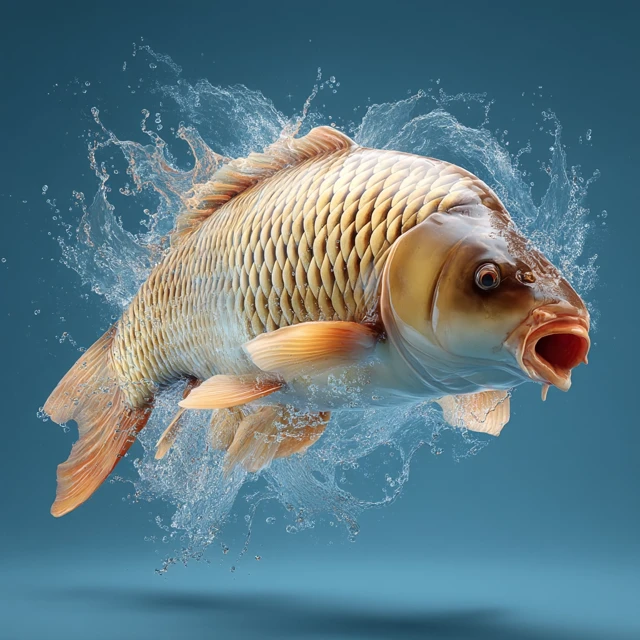 Carp Fishing in Action 3D Rendering