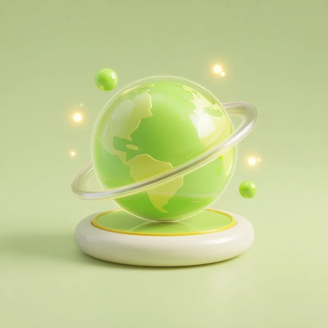 3D Earth Icon Futuristic Design Illustration