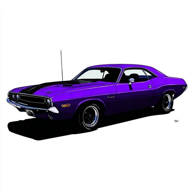 1970 Dodge Challenger Illustration Hot Wheels Style