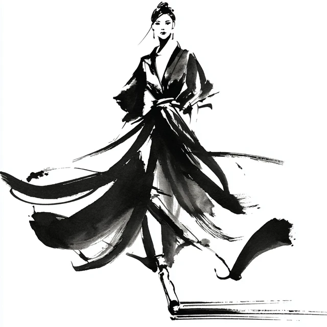 Ink Fashion Illustration Asian Style Abstract Art