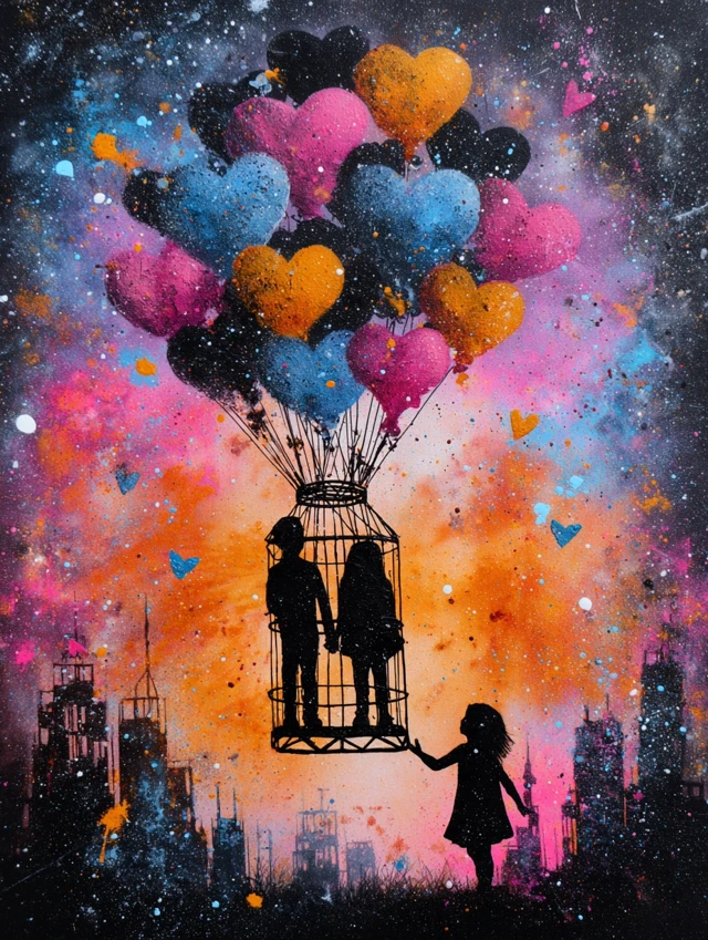 Heart Balloon Painting Graffiti Pop Art