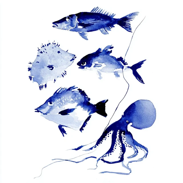 Watercolor Seafood Illustration Marine Life Study
