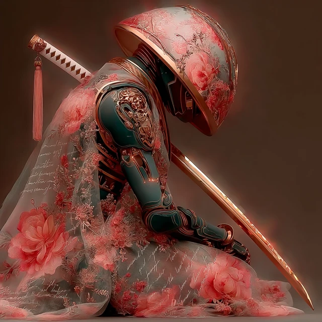 Robot Samurai with Glowing Katana Art