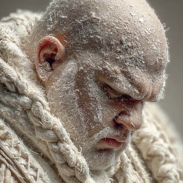 Realistic Photo Fat Bald Man Coconut Milk 4K Ultra HQ