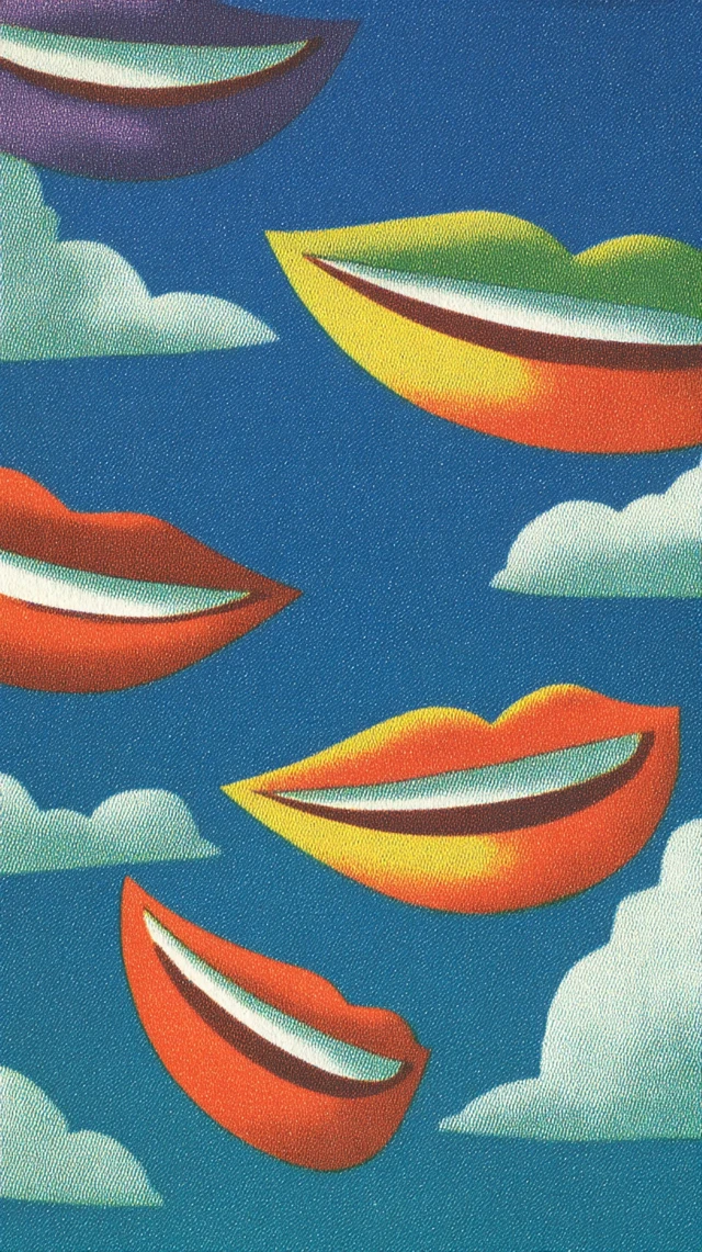 Smiling Mouths Illustration Cheerful Surreal Art