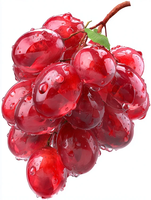 Photorealistic Grapes with Water Droplets Fresh Fruit Cluster