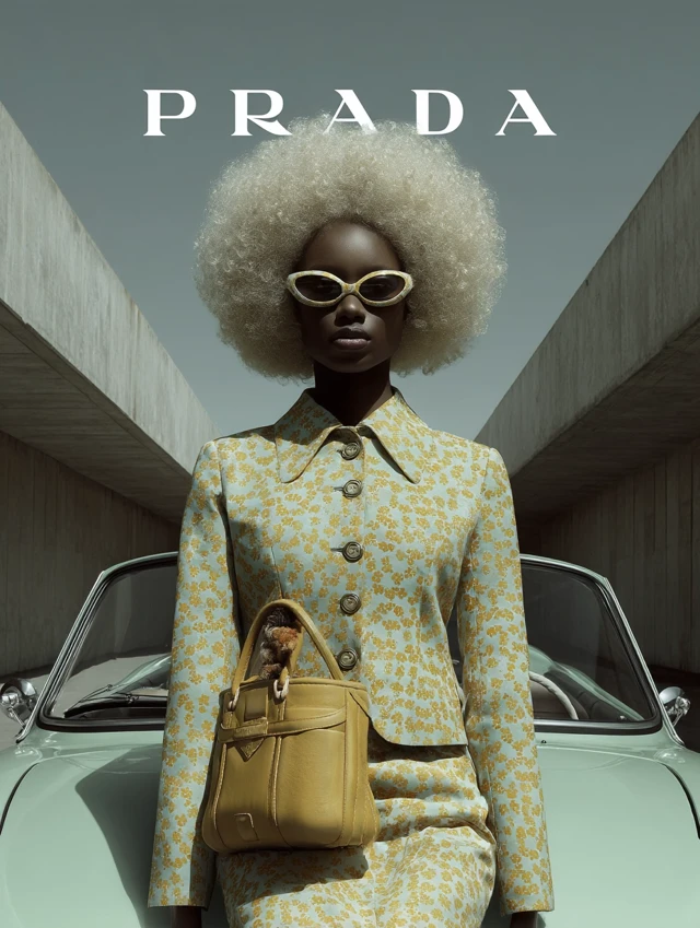 Prada Campaign Sudanese Model 60s Mod Fashion Pastel Colors