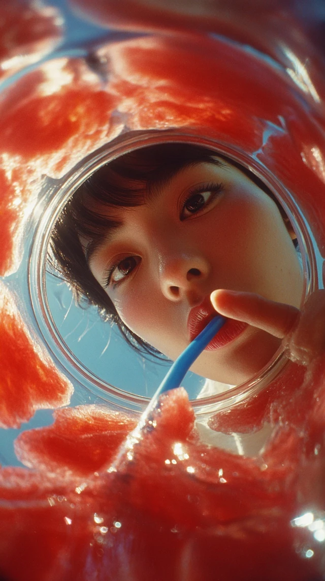 Watermelon Delight Young Woman Drinking
