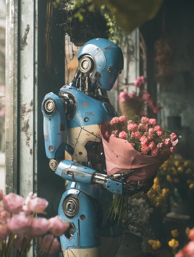 Robot in Flower Shop - Cinematic 3D Art