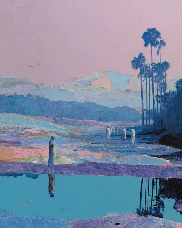 Mystical Landscape Reflecting Figures