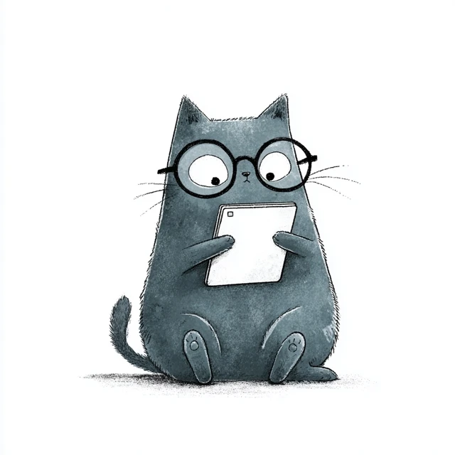 Anime Cat Reading Ereader Cute Illustration