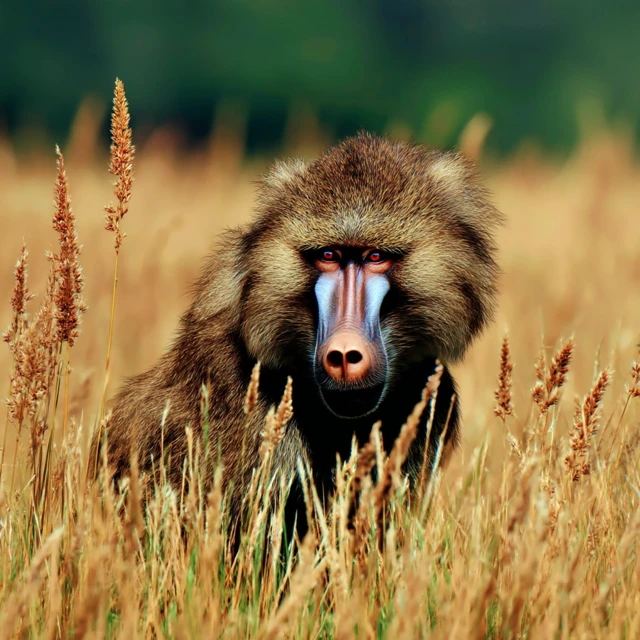 Baboon in the Grassfields: Waiting Patiently