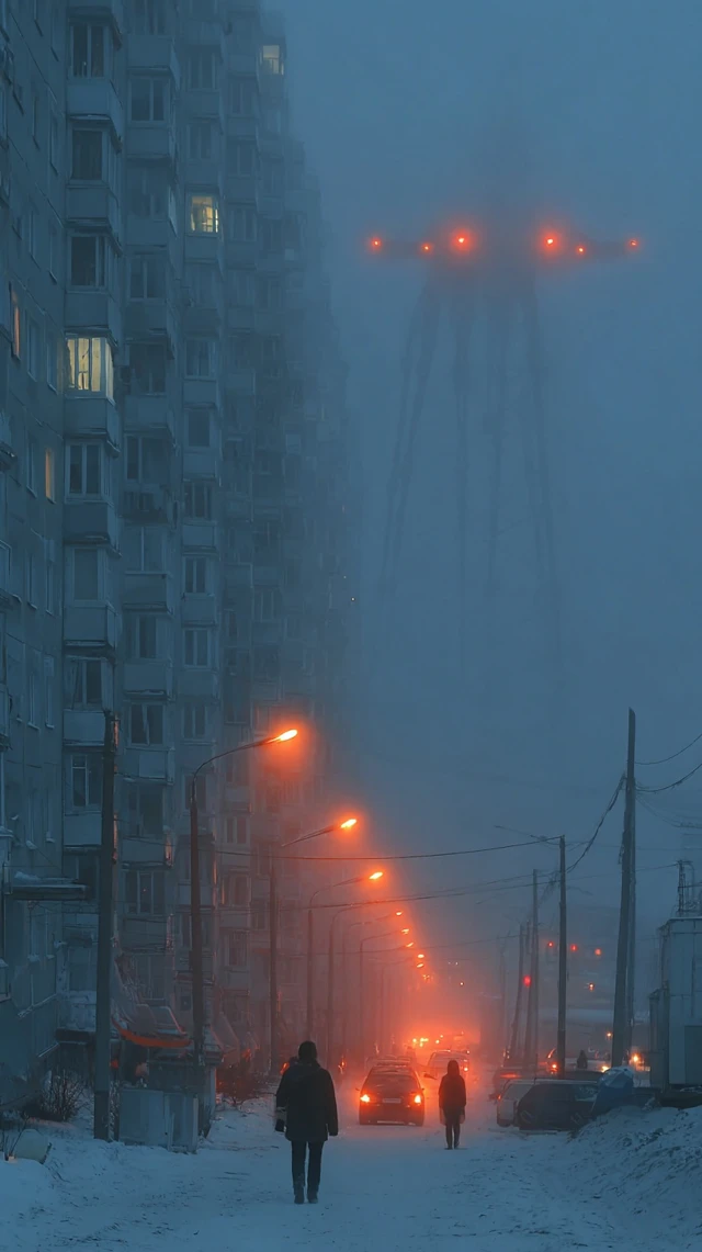 Mysterious Monster in Soviet City Fog