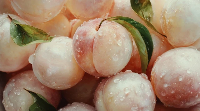 Peach Painting Close Up Pastel Pink Fruit