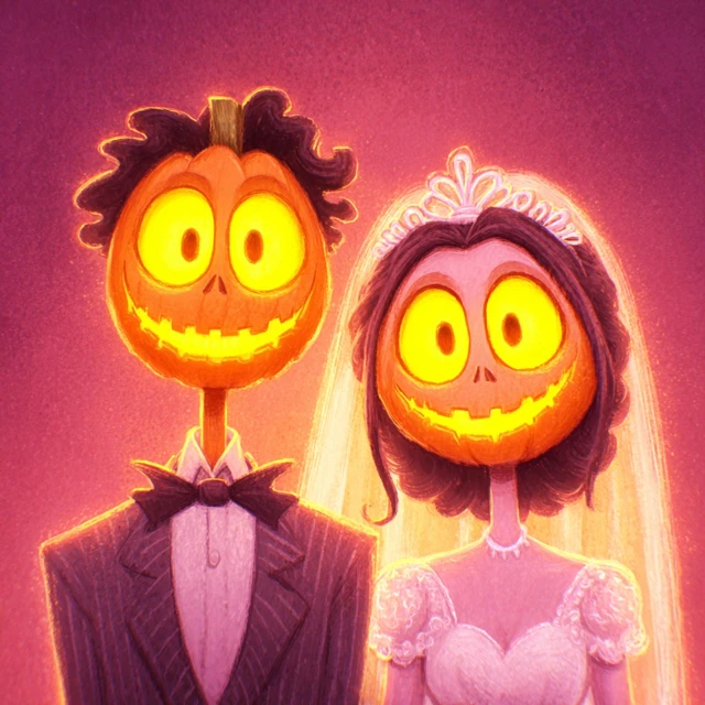 Halloween Jack Skellington and Bride Art