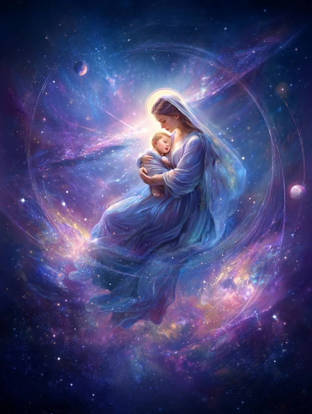 Celestial Mother and Child Space Art