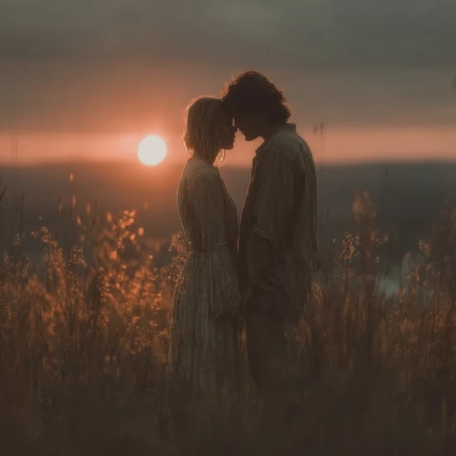 Romantic Sunset Silhouette Couple