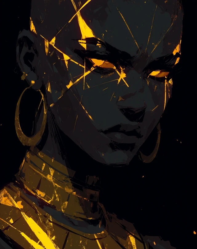 Golden Glow Portrait of a Black Woman Art