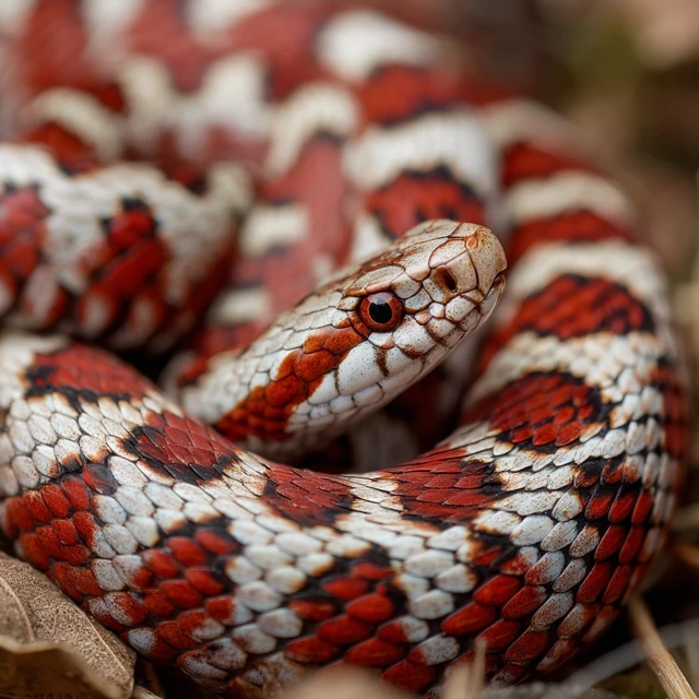 Red and White Snake Close Up Photography