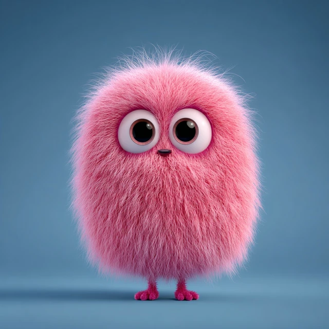 Cute Pink Furry Pixar Character