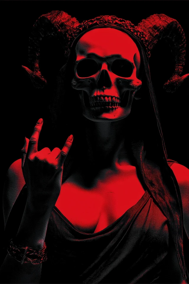 Evil Skull Portrait with Devil Horns