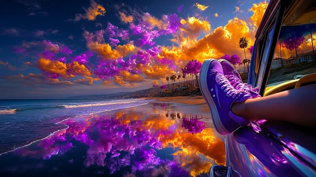 Summer Beach Vibes Girl in Sneakers