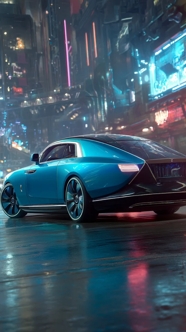 Rolls Royce Spectre in Futuristic City