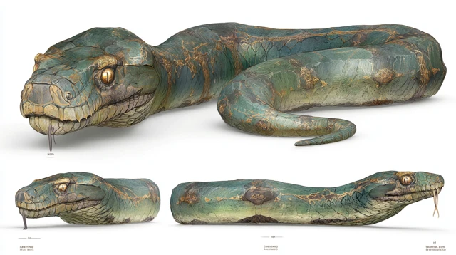 Prehistoric Anaconda Character Sheet: Detailed Reptile Anatomy