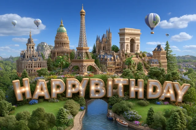 Happy Birthday Paris Disney Style 3D