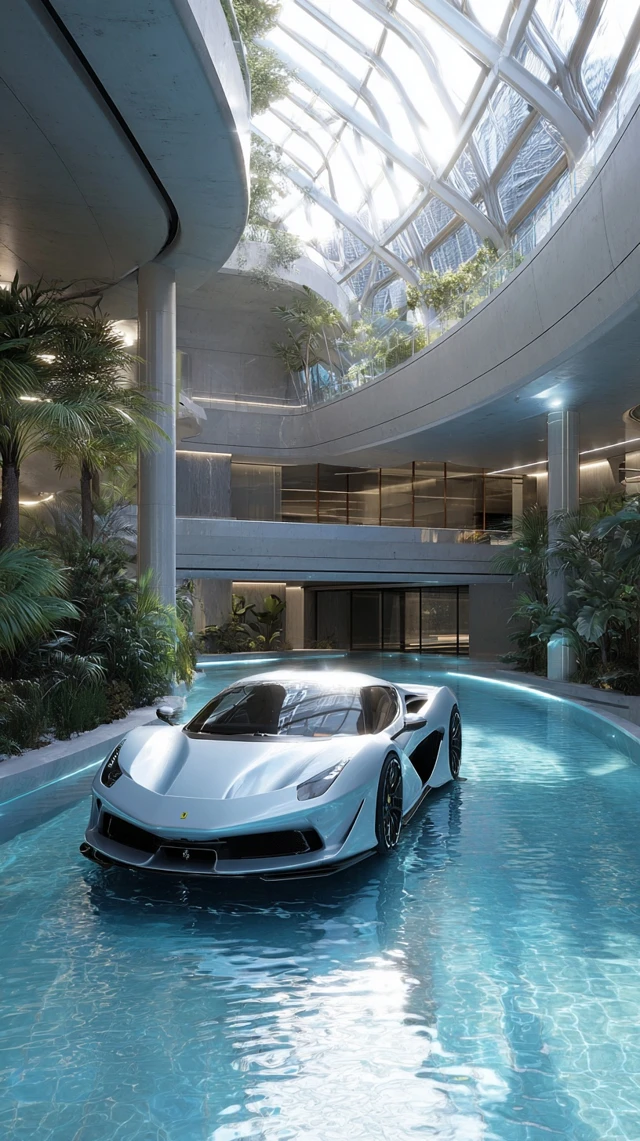 Luxury Futuristic House with Ferrari and Pool