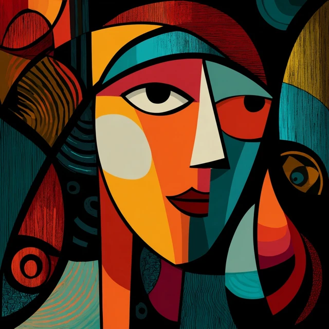 Abstract Portrait Bold Colors and Lines