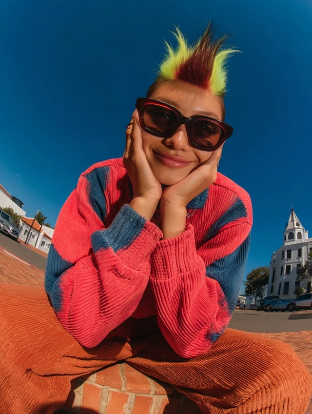 Australian Woman with Neon Mohawk Street Style Photo