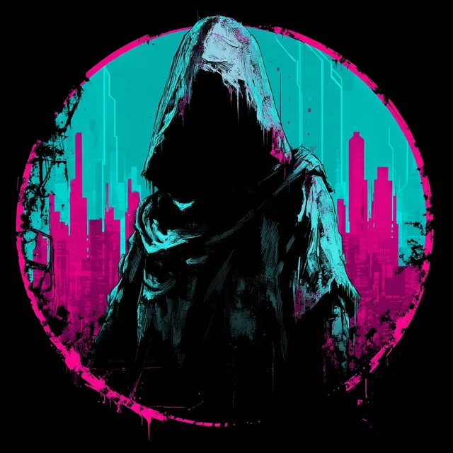 Cyberpunk Hooded Figure Logo