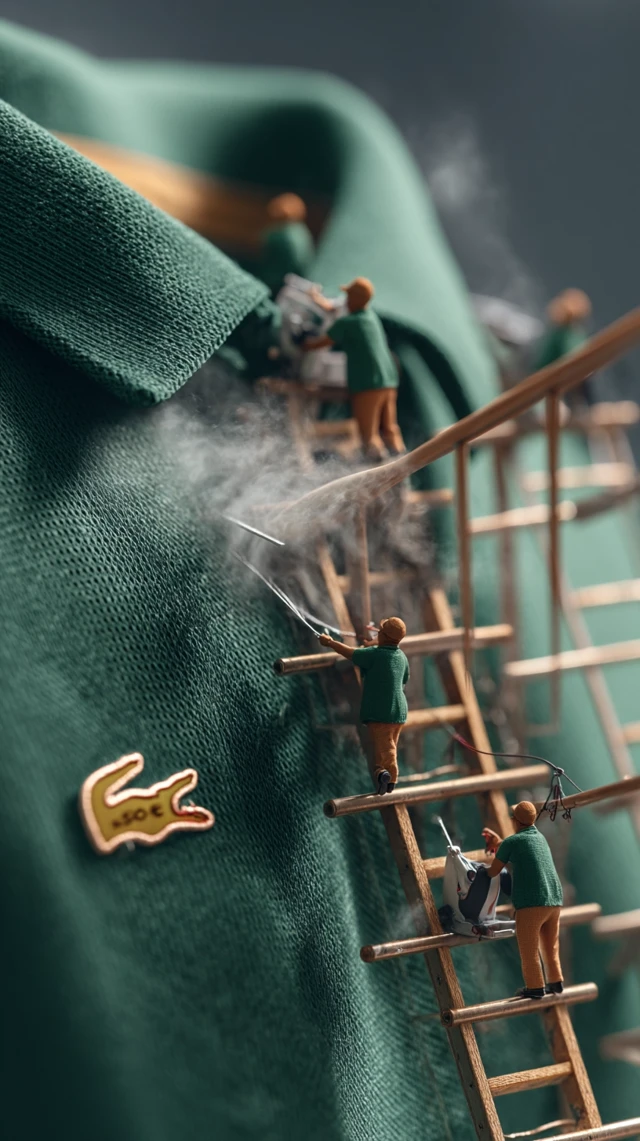 Giant Lacoste Polo Ironed by Tiny Stylists