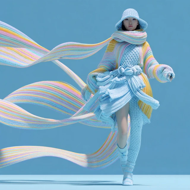 Photorealistic Fashion Model in Knitted Outfit