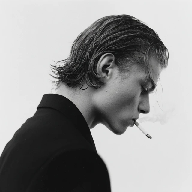 Vintage Photo Young Man Smoking