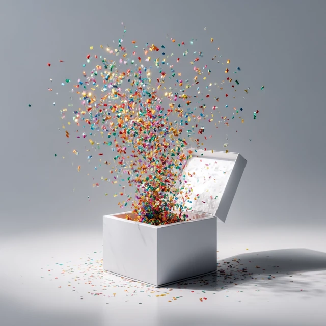 Confetti Explosion From White Box Photography