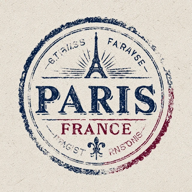 Paris France Passport Stamp Design