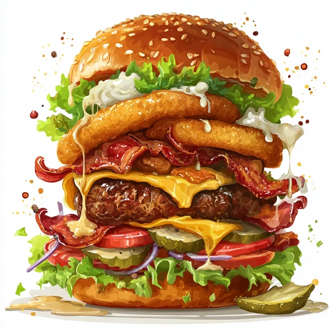 Gourmet Burger Illustration Delicious and Rich
